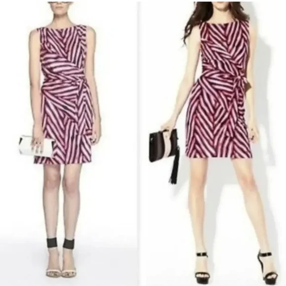 Diane Von Furstenberg Silk Shina faux wrap Herringbone dress - Picture 7 of 12